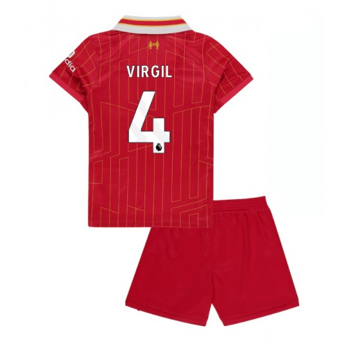 Dres Liverpool Virgil van Dijk #4 Domaci za djecu 2024-25 Kratak Rukav (+ kratke hlače)